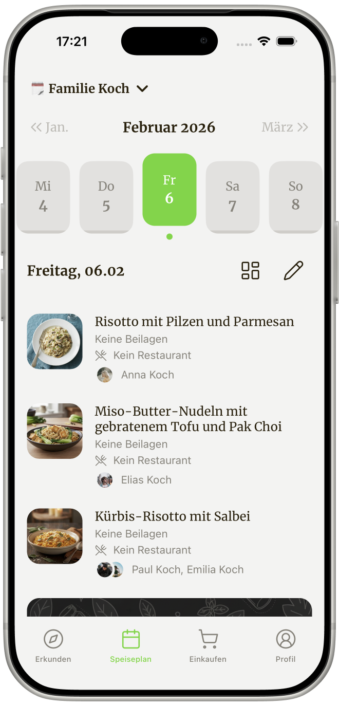 Unchef Mahlzeitenplanung